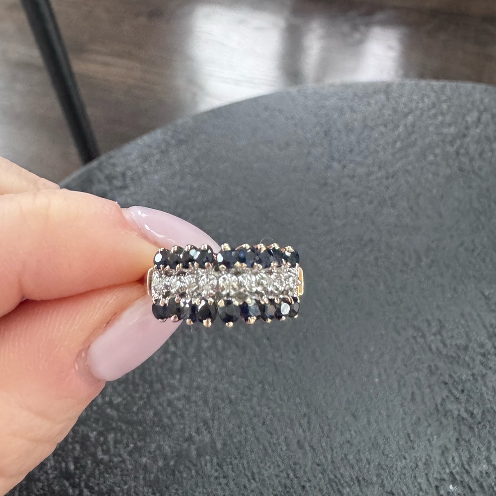 Sapphire & diamond 10k gold ring